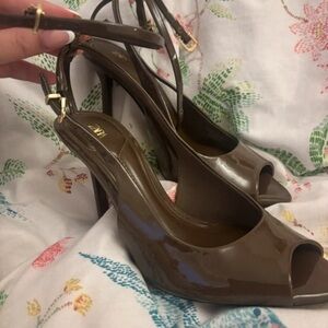 Zara Brown Peep-Toe Heeled Boots